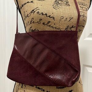 Vintage Robin Leather Suede Snake skin embossed Purse